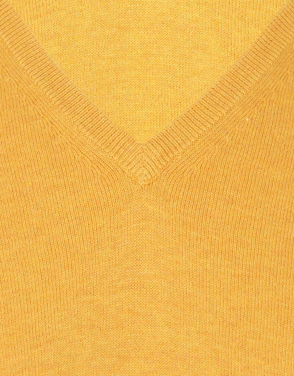 Sweater Cotton/Cashmere v-neck | Yellow