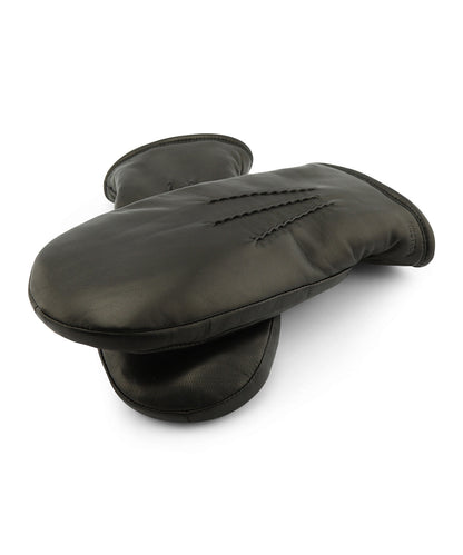 Leather mittens | Black
