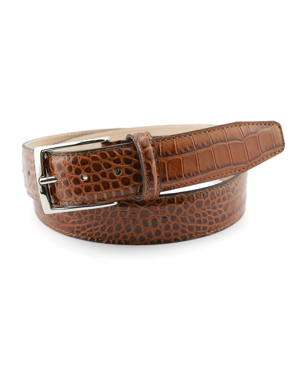 Croco Print Riem | Cognac