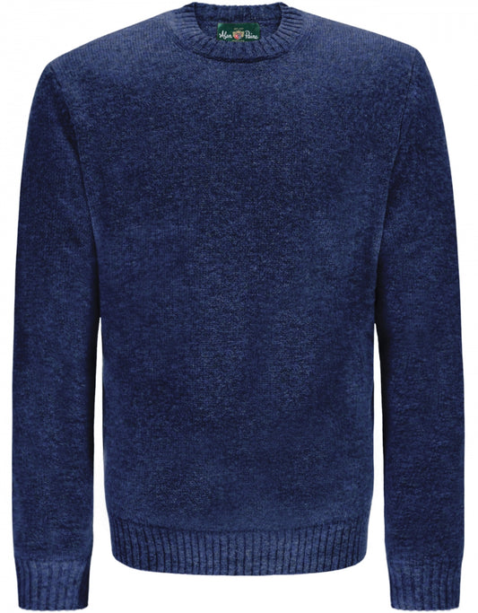 Alan Paine Shetland-Pullover mit Rundhalsausschnitt | Denimblau