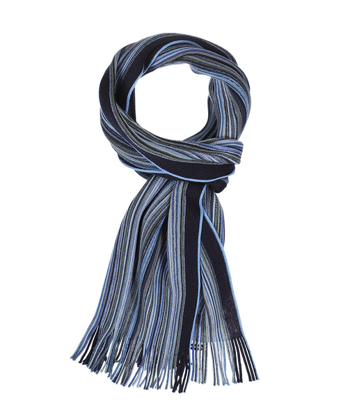 Sjaal wol gebreid 180x26 | Blauw