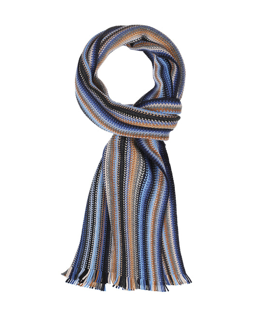 Scarf wool knitted 180x26 | Blue