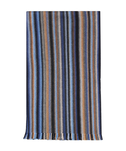 Scarf wool knitted 180x26 | Blue