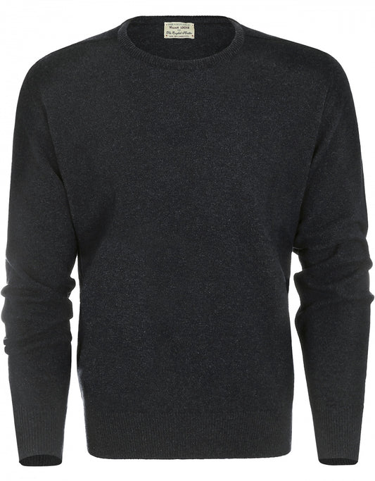 William Lockie Round Neck Lambswool Pullover | Charcoal