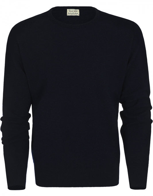 William Lockie Rundhalspullover aus Lammwolle | Marineblau