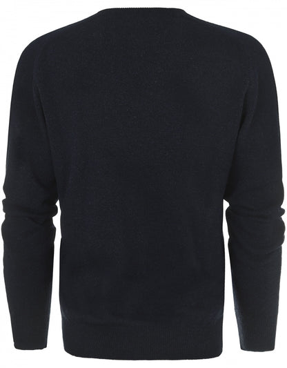 William Lockie Round Neck Lambswool Pullover | Oxford Blue