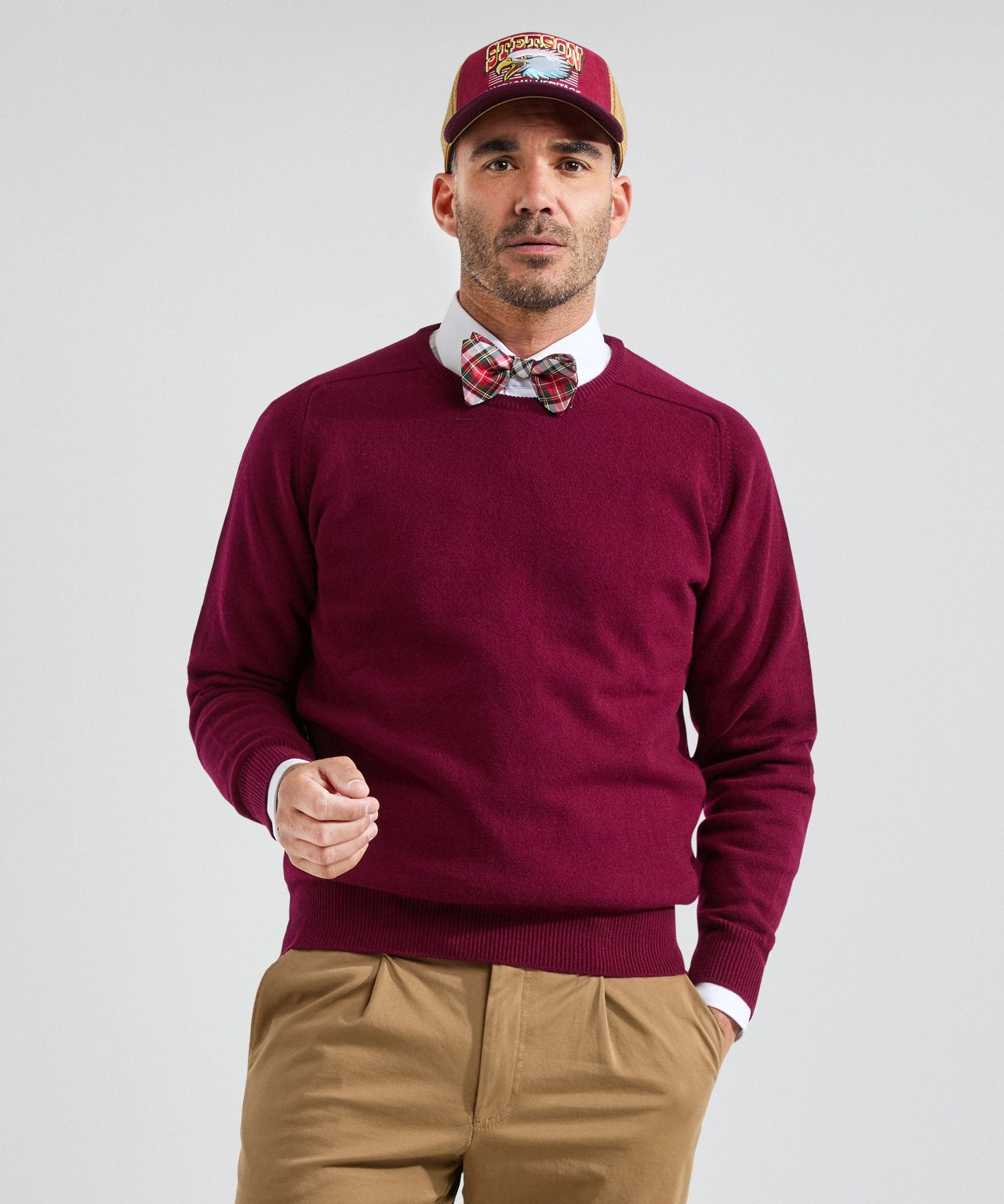 William Lockie Rundhalspullover aus Lammwolle | Bordeaux