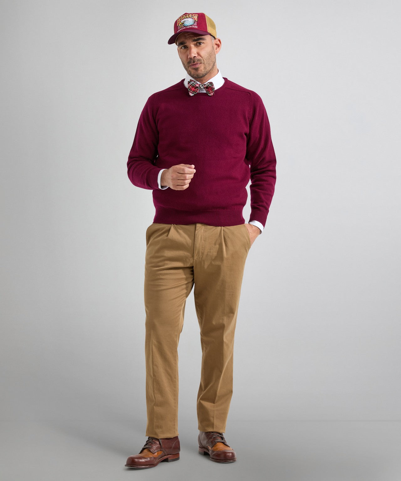 William Lockie Rundhalspullover aus Lammwolle | Bordeaux