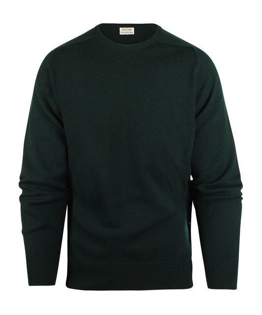 William Lockie Round Neck Lambswool Pullover | Tartan Green