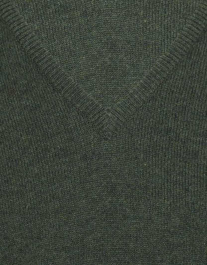 William Lockie V-Ausschnitt-Pullover aus Lammwolle | Rosmarin