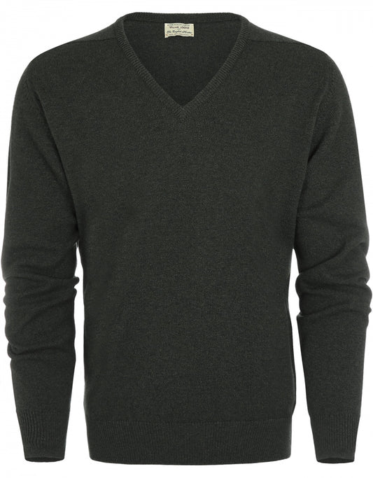 William Lockie V-neck Lambswool Pullover | Seaweed