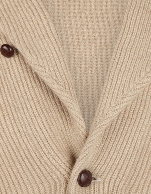 Knoop vest kameelhaar sjaalkraag | Blonde