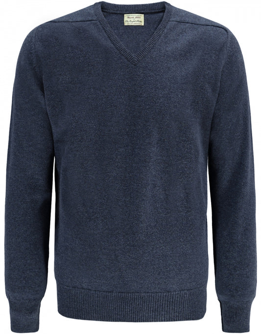 Pullover Lambswool dutch fit v-neck | Oxford Blue
