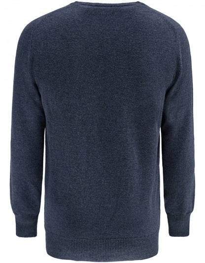 Pullover aus Lammwolle, holländische Passform, V-Ausschnitt | Oxfordblau