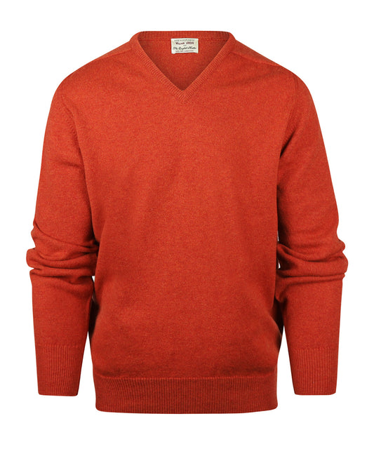 Pullover Lambswool dutch fit v-neck | Brown