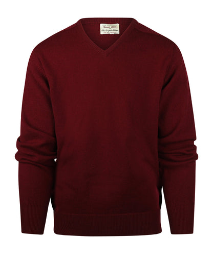 Lamswollen V-Hals Pullover Dutch Fit | Bordeaux