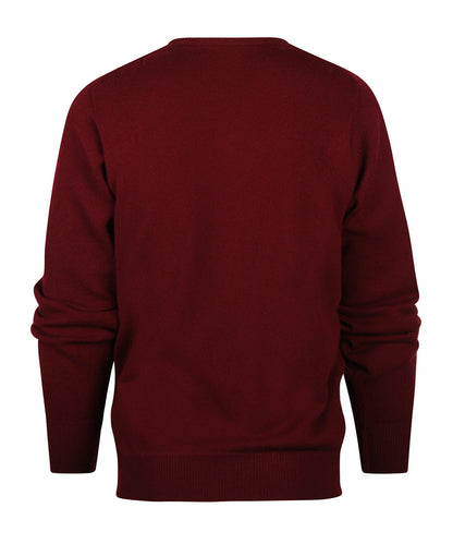 Lamswollen V-Hals Pullover Dutch Fit | Bordeaux