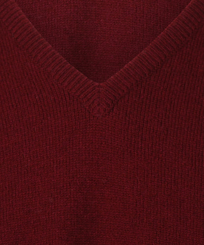 Lamswollen V-Hals Pullover Dutch Fit | Bordeaux