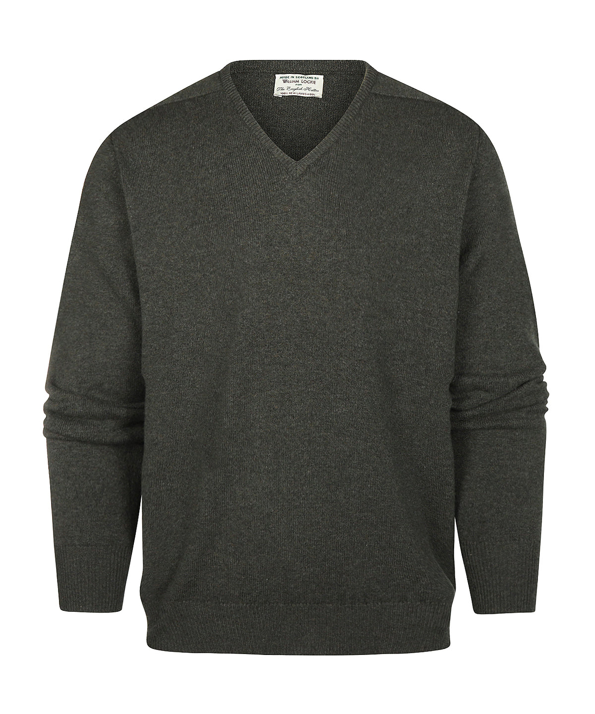 Lamswollen V-Hals Pullover Dutch Fit | Seaweed