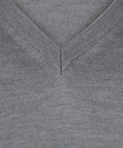 Merino wool v-neck sweater | Mid Grey