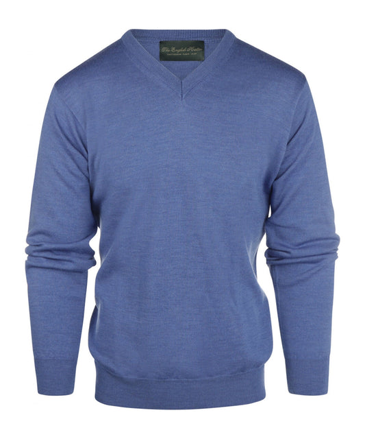 Merinowollpullover mit V-Ausschnitt | Blau