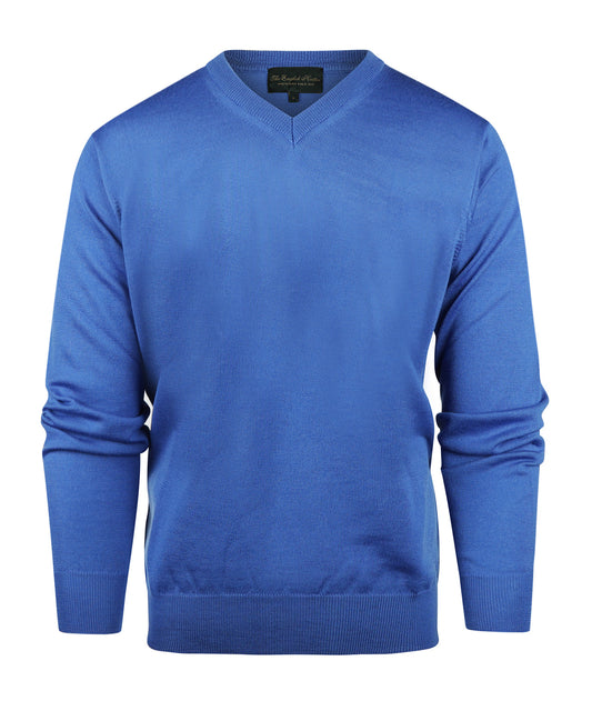 Merinowollpullover mit V-Ausschnitt | Blau