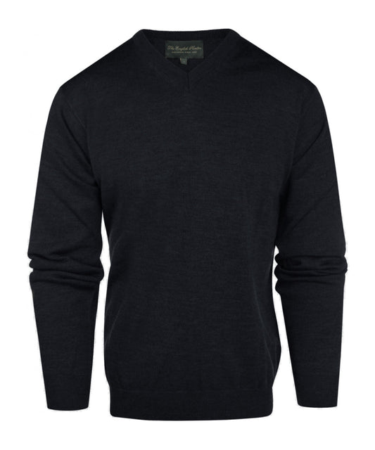 Merinowollpullover mit V-Ausschnitt | Blaugrau