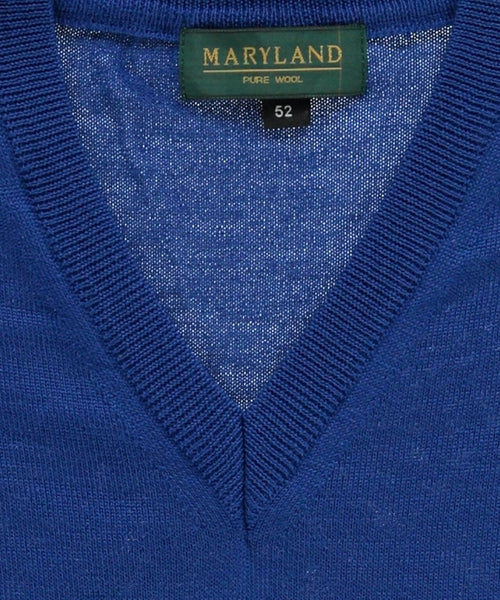 Pullover merino wol v-hals | Kobalt