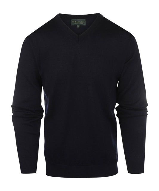 Pullover aus Merinowolle mit V-Ausschnitt | Marineblau