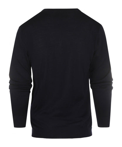 Pullover aus Merinowolle mit V-Ausschnitt | Marineblau