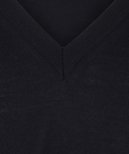 Pullover aus Merinowolle mit V-Ausschnitt | Marineblau
