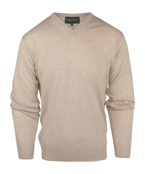 Pullover aus Merinowolle mit V-Ausschnitt | Beige