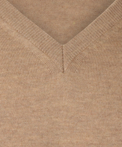 Pullover merino wol v-hals | Camel