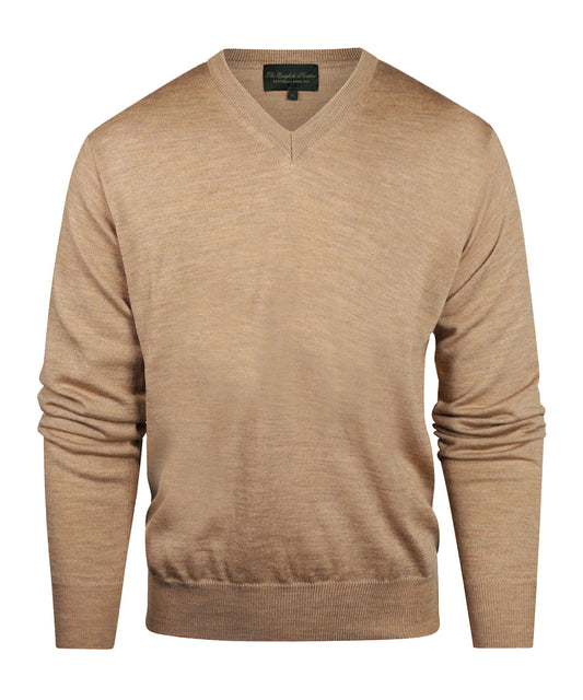 Merinowollpullover mit V-Ausschnitt | Braun