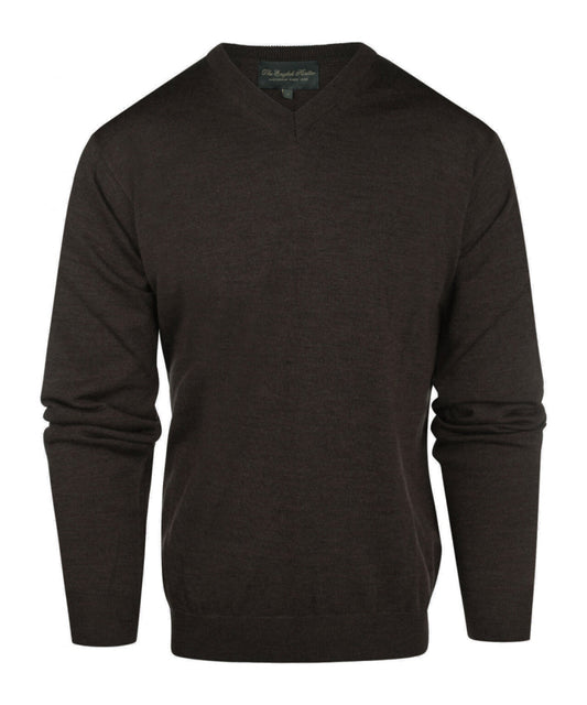 Merino V-Hals Pullover | Donker Bruin