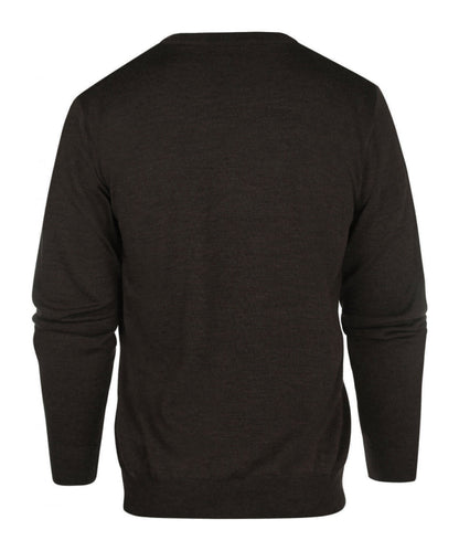 Merinowollpullover mit V-Ausschnitt | Dunkelbraun