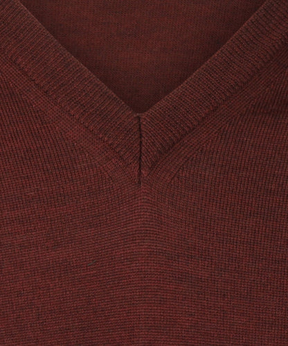 Pullover merino wool v-neck | Bordeaux