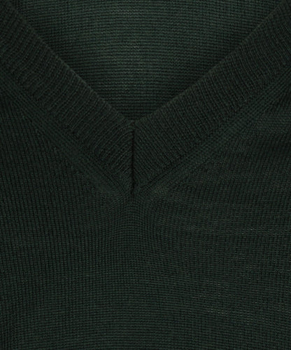 Merinowollpullover mit V-Ausschnitt | Grün