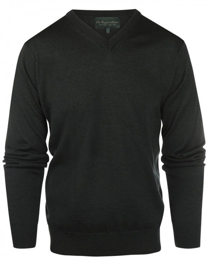 Merino wool v-neck sweater | Dark Green