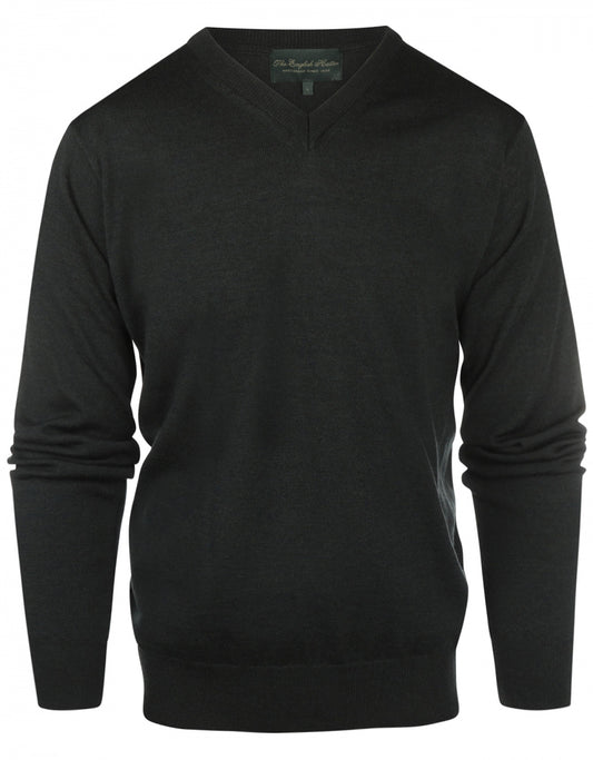 Merino wool v-neck sweater | Dark Green
