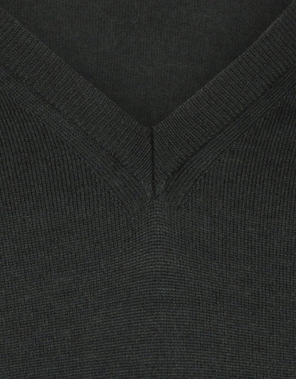 Merino wool v-neck sweater | Dark Green