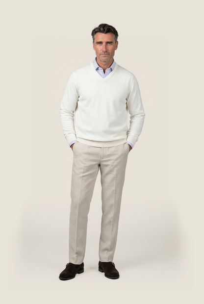 Merino V-Hals Pullover | Wit
