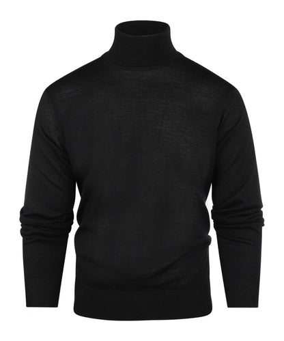 Rollkragenpullover aus Merinowolle | Schwarz