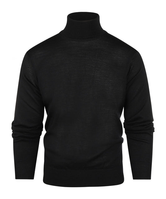 Rollkragenpullover aus Merinowolle | Schwarz