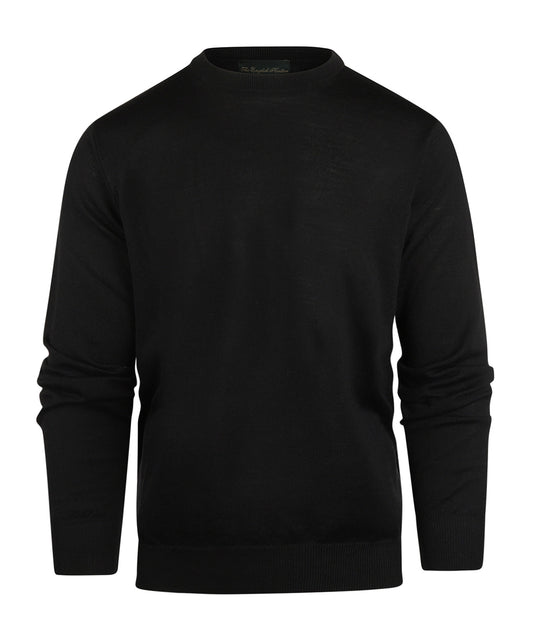 Merino Ronde Hals Pullover | Zwart