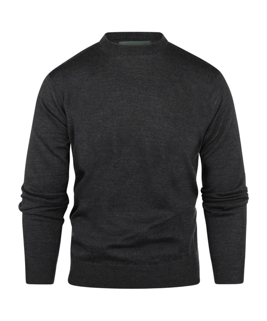 Merinowollpullover mit Rundhalsausschnitt | Anthrazit