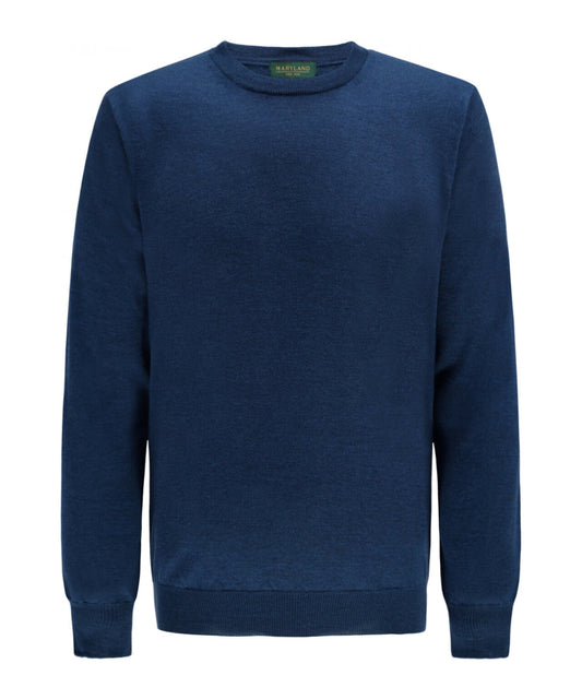 Merinowollpullover mit Rundhalsausschnitt | Blau
