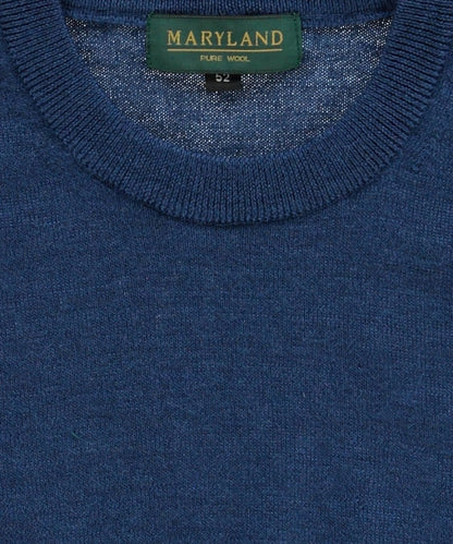 Merino wool round neck sweater | Blue