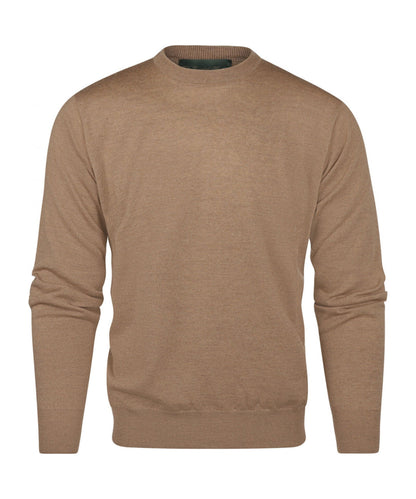 Merino wool round neck sweater | Camel
