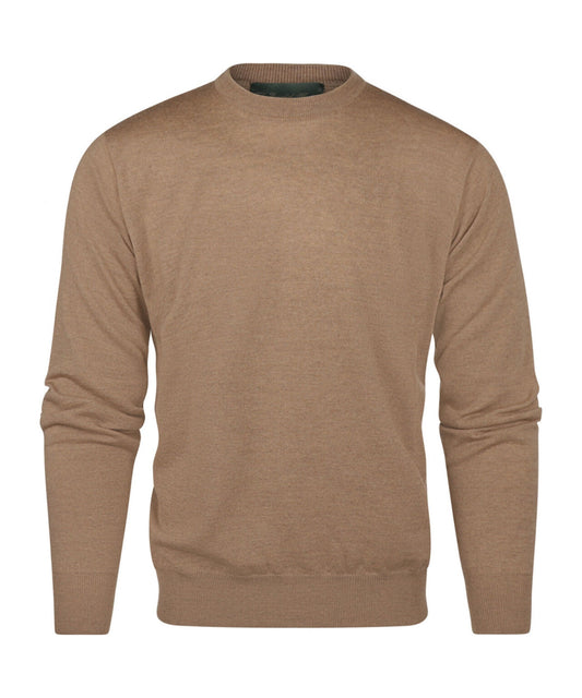 Merinowollpullover mit Rundhalsausschnitt | Kamel